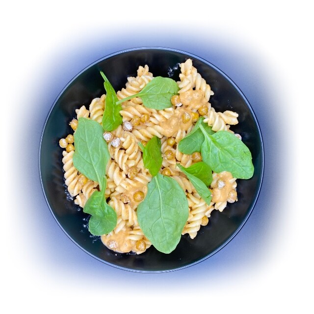 Fusilli sauce crémeuse aux pois chiches